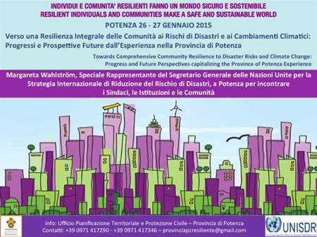res - CITTA'  RESILIENTI: 100 SINDACI FIRMANO IL PROTOCOLLO ONU A POTENZA